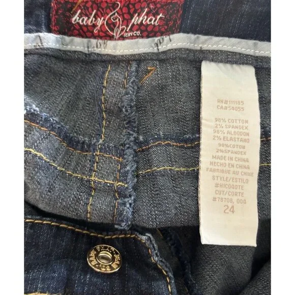 Baby Phat Jeans Womens 24 Vintage High Rise Capri Denim Bling Pockets Cat Y2K - Picture 3 of 12